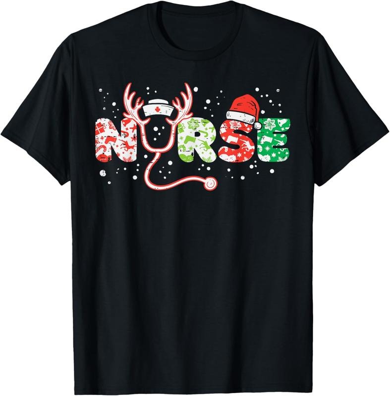 100% Cotton Nurse Stethoscope Nurses Xmas Scrub Top T-Shirts, Hoodie, Sweatshirt