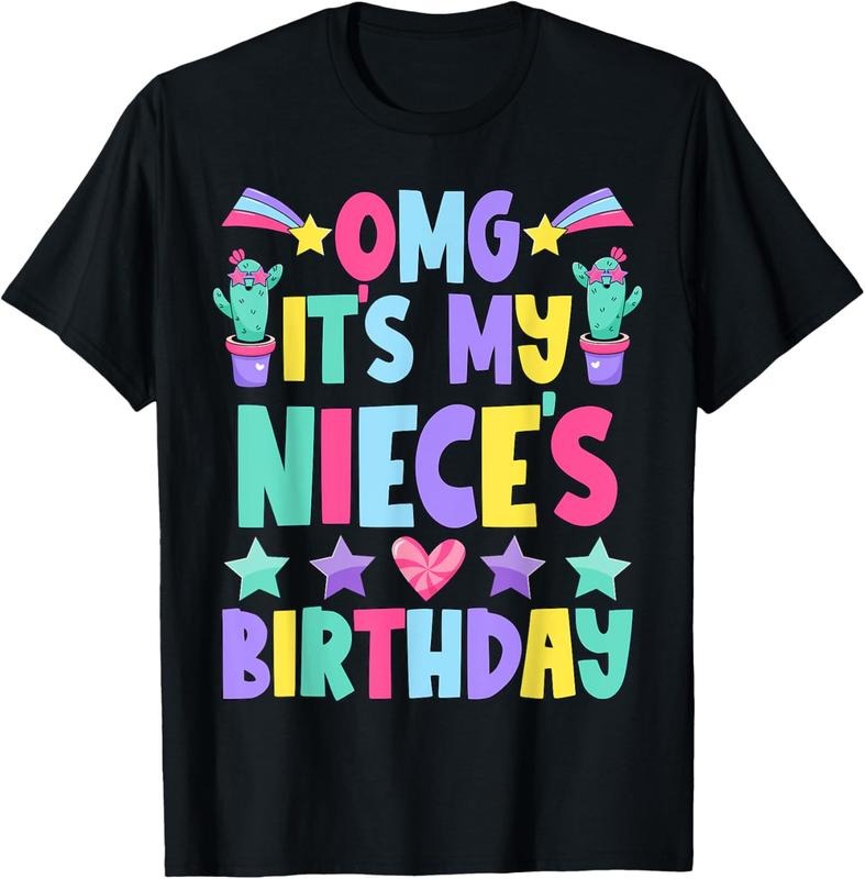 100% Cotton OMG It's My Niece's Birthday Funny Uncle Aunt Birthday T-Shirt Hoodie Sweatshirt | PrintMintTees.com