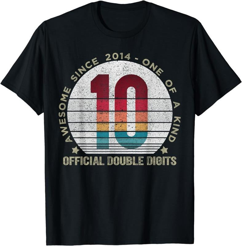[100% Cotton]Official Double Digits 10th Birthday 10 Year Old Gifts T-Shirt Hoodie Sweatshirt | PrintMintTees.com