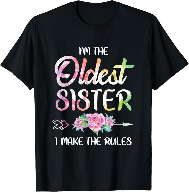 100% Cotton Oldest Sister Shirt I Make The Rules Funny Matching Sibling T-Shirt Hoodie Sweatshirt | PrintMintTees.com