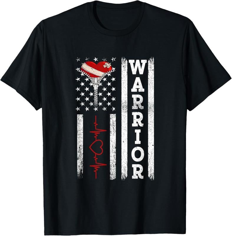100% Cotton Open Heart Surgery Warrior Gift For Heart Patients Survivor T-Shirt Hoodie Sweatshirt | PrintMintTees.com