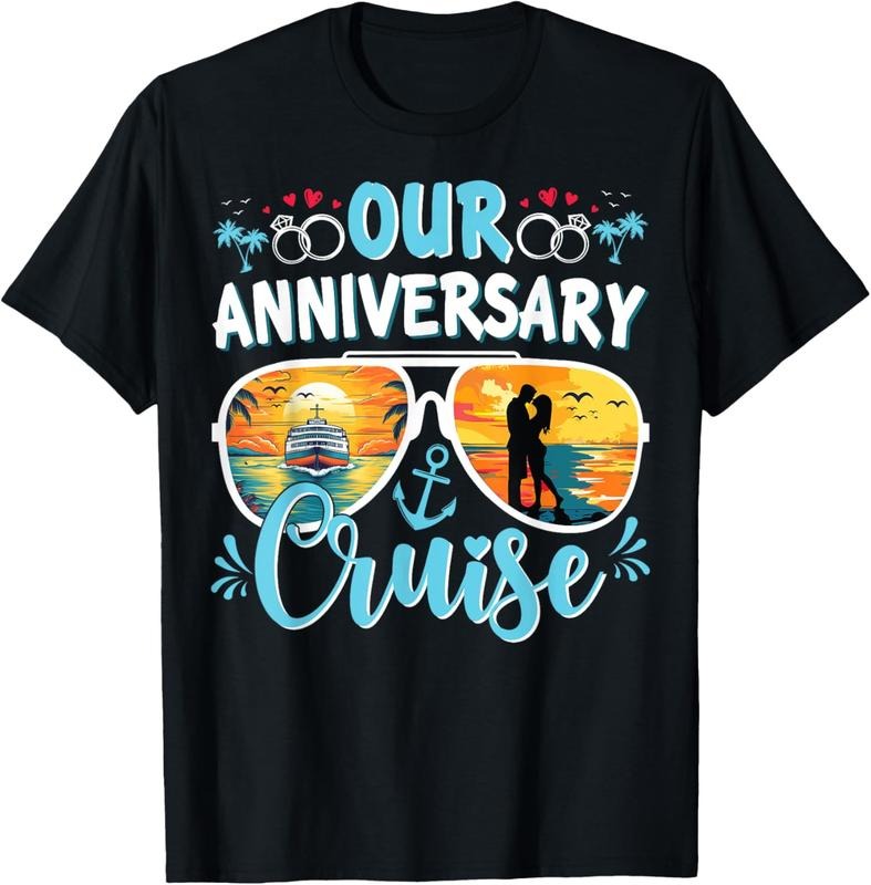 100% Cotton Our Anniversary Cruise Husband Wife Couples Cruise Vacation T-Shirt Hoodie Sweatshirt | PrintMintTees.com