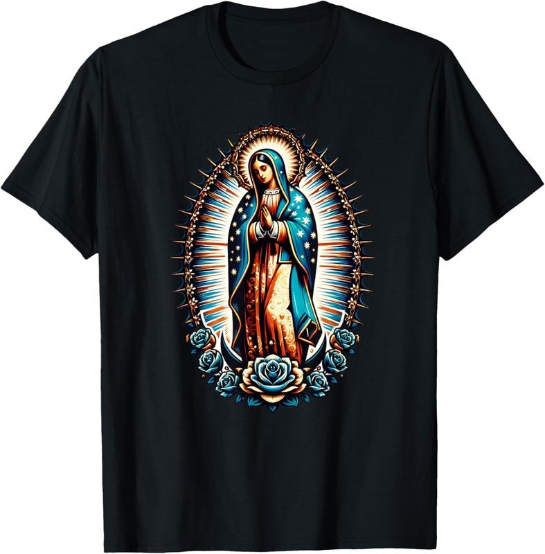 100% Cotton Our Lady Virgen De Guadalupe Virgin Mary Catholic Saint Art T-Shirt Hoodie Sweatshirt | PrintMintTees.com
