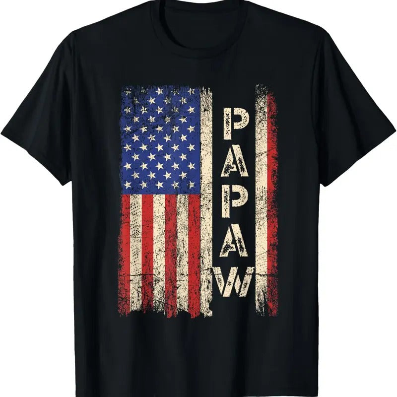 100% Cotton Papaw Grandpa US American Flag Shirt Grandfather Day T-Shirts, Hoodie, Sweatshirt