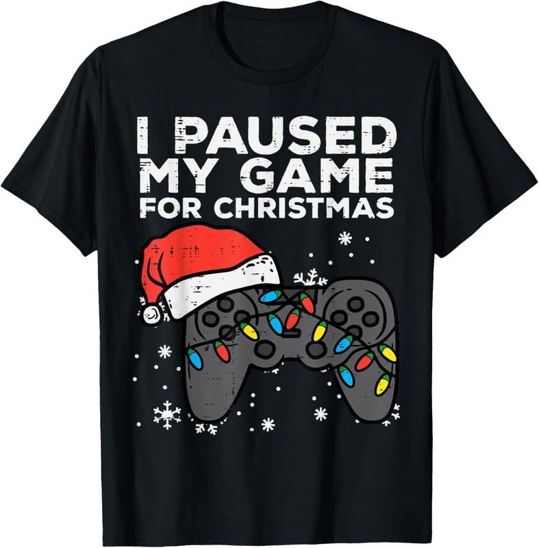 100% Cotton Paused My Game Gamer Xmas Teen T-Shirts, Hoodie, Sweatshirt