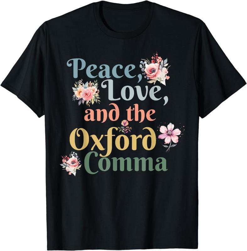 [100% Cotton]Peace Love And The Oxford Comma English- Grammar Humor Joke Printed T-Shirt Hoodie Sweatshirt