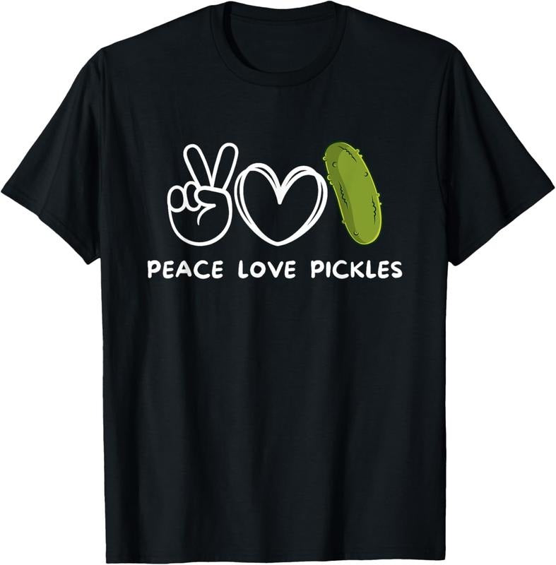100% Cotton Peace, Love Pickles Retro Pickles Lover Food Lover T-Shirt Hoodie Sweatshirt | PrintMintTees.com
