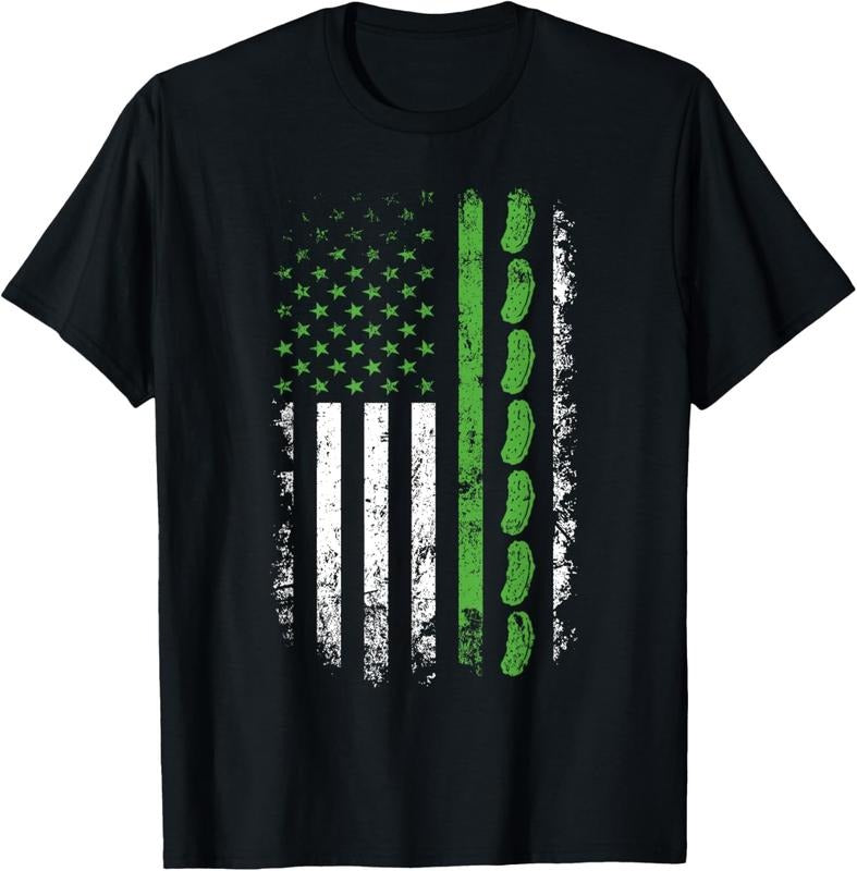 100% Cotton Pickle Cucumber US American Flag For Pickle Lovers Men Women T-Shirt Hoodie Sweatshirt | PrintMintTees.com