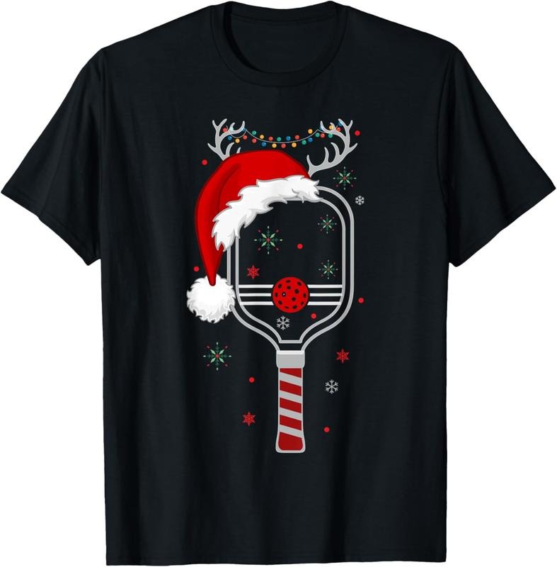 100% Cotton Pickleball Player Christmas Holiday Reindeer Xmas Women Tees T-Shirt Hoodie, Sweatshirt | PrintMintTees.com