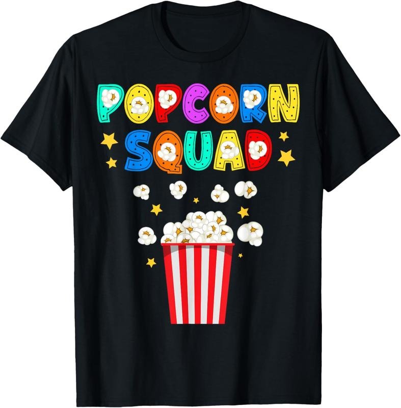 100% Cotton Popcorn Squad Movie Theater Lover Theatre Nerd T-Shirt Hoodie Sweatshirt | PrintMintTees.com
