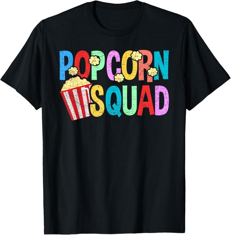100% Cotton Popcorn Squad, Funny Movie Theater For Women Men T-Shirt Hoodie, Sweatshirt | PrintMintTees.com
