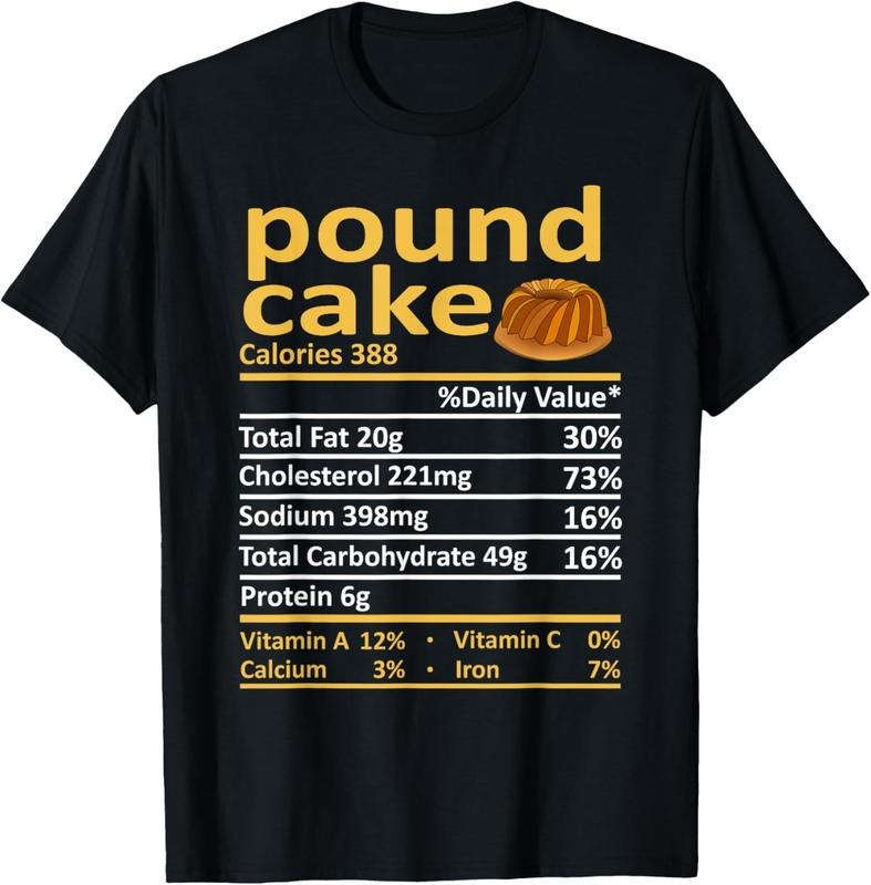 100% Cotton Pound Cake Nutrition Food Thanksgiving Costume Christmas T-Shirt Hoodie Sweatshirt | PrintMintTees.com