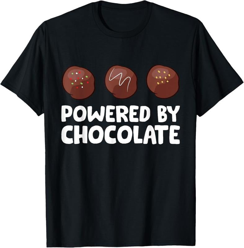 100% Cotton Powered By Chocolate Funny Chocolate T-Shirt Hoodie Sweatshirt | PrintMintTees.com