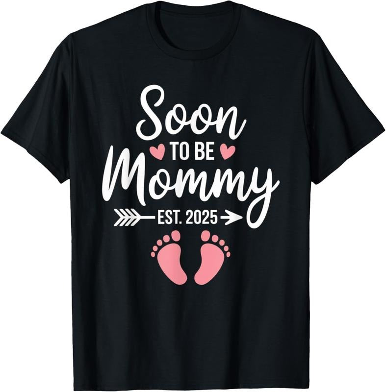 100% Cotton Pregnancy Announcement for Soon to Be Mommy Est 2025 T-Shirt Hoodie Sweatshirt | PrintMintTees.com