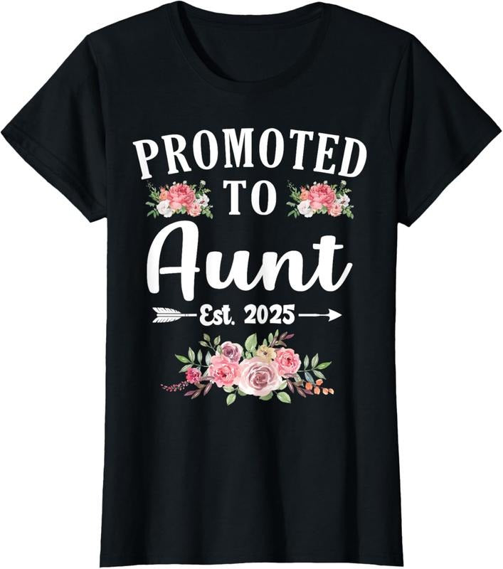 100% Cotton Promoted To Aunt 2025 Pregnancy Announcement Gifts for Aunt T-Shirt Hoodie Sweatshirt | PrintMintTees.com