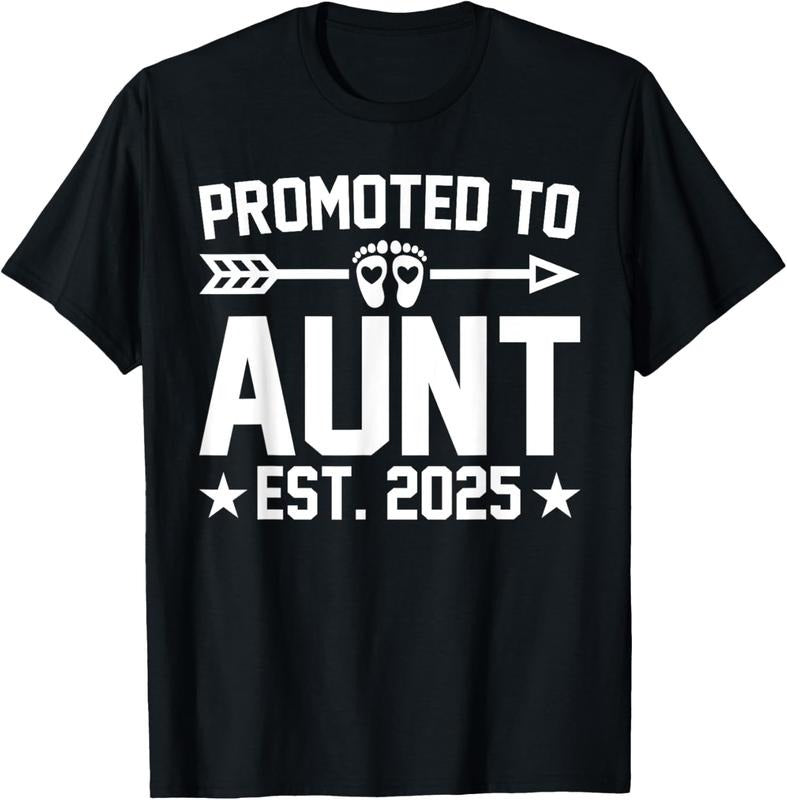 100% Cotton Promoted To Aunt Est 2025 Aunt  Announcement T-Shirt Hoodie Sweatshirt | PrintMintTees.com