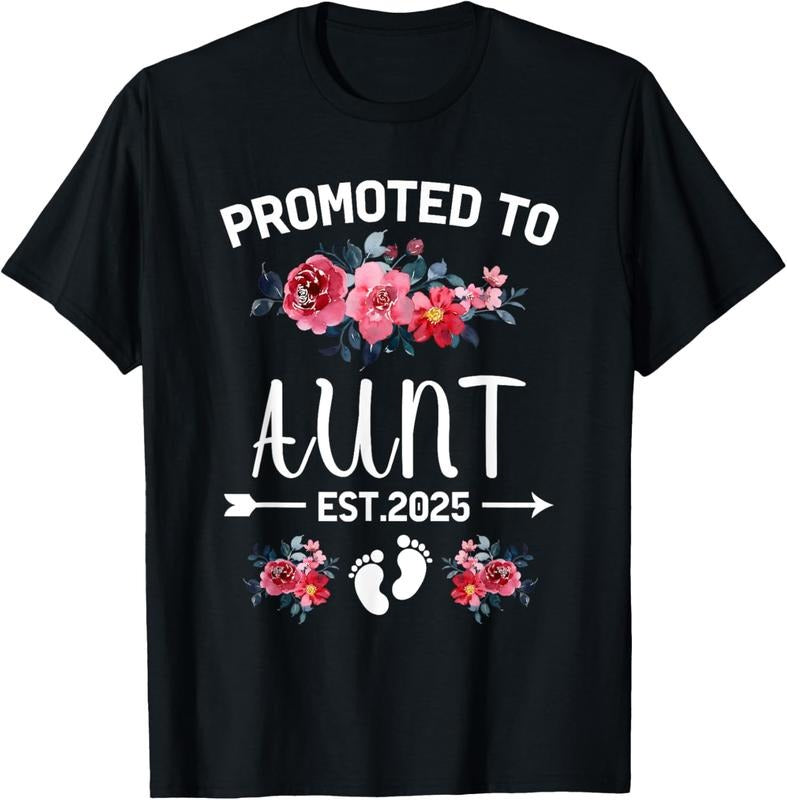 100% Cotton Promoted To Aunt Est 2025 Best Family Matching Pajamas T-Shirt Hoodie Sweatshirt | PrintMintTees.com