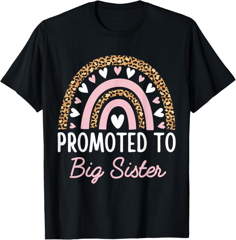 100% Cotton Promoted To Big Sister Teen Girls Women Rainbow Leopard 2025 T-Shirt Hoodie Sweatshirt | PrintMintTees.com
