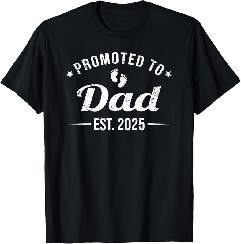 100% Cotton Promoted To Dad EST. 2025 Funny Soon To Be Dad T-Shirt Hoodie Sweatshirt | PrintMintTees.com
