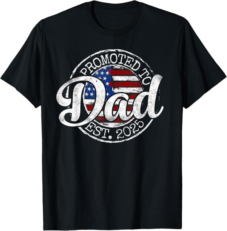 100% Cotton Promoted To Dad Est 2025 Daddy To Be Gifts First Time Dad T-Shirt Hoodie Sweatshirt | PrintMintTees.com