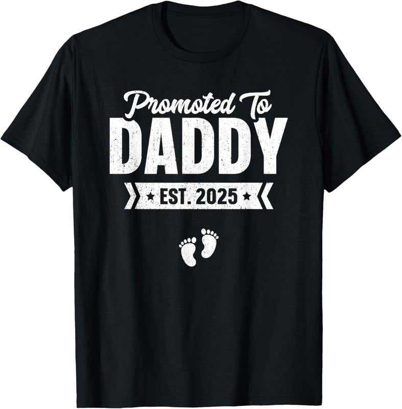 100% Cotton Promoted To Daddy Est. 2025 Shirt  Gift For New Daddy T-Shirt Hoodie Sweatshirt | PrintMintTees.com