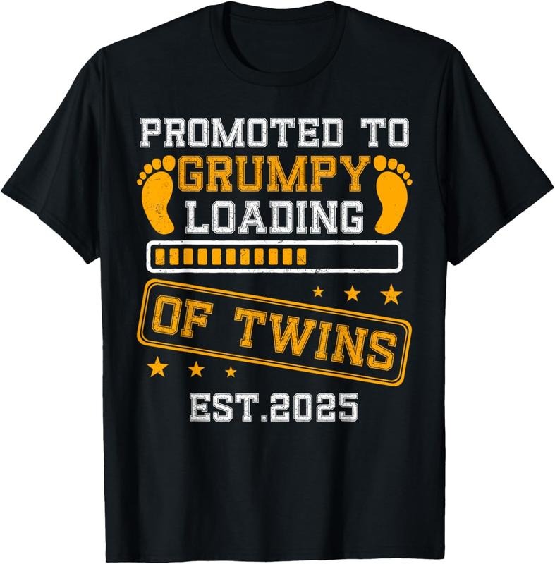 100% Cotton Promoted To GRUMPY of Twins Family est 2025 Loading Match T-Shirt Hoodie Sweatshirt | PrintMintTees.com