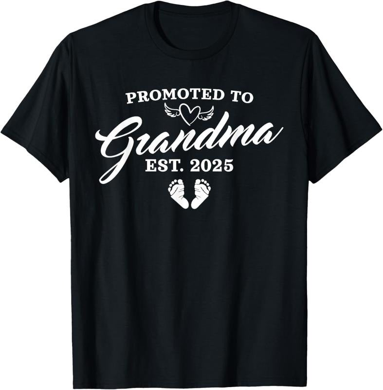 100% Cotton Promoted To Grandma 2025 Pregnancy Announcement New Grandmom T-Shirt Hoodie Sweatshirt | PrintMintTees.com