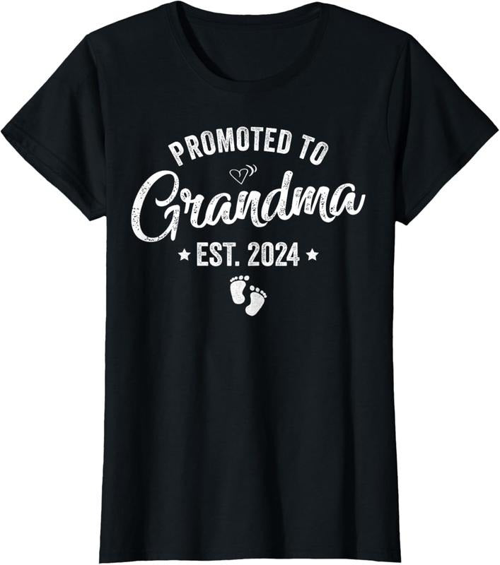 100% Cotton Promoted To Grandma Est 2024 Soon To Be New Grandma 2024 T-Shirt Hoodie Sweatshirt | PrintMintTees.com