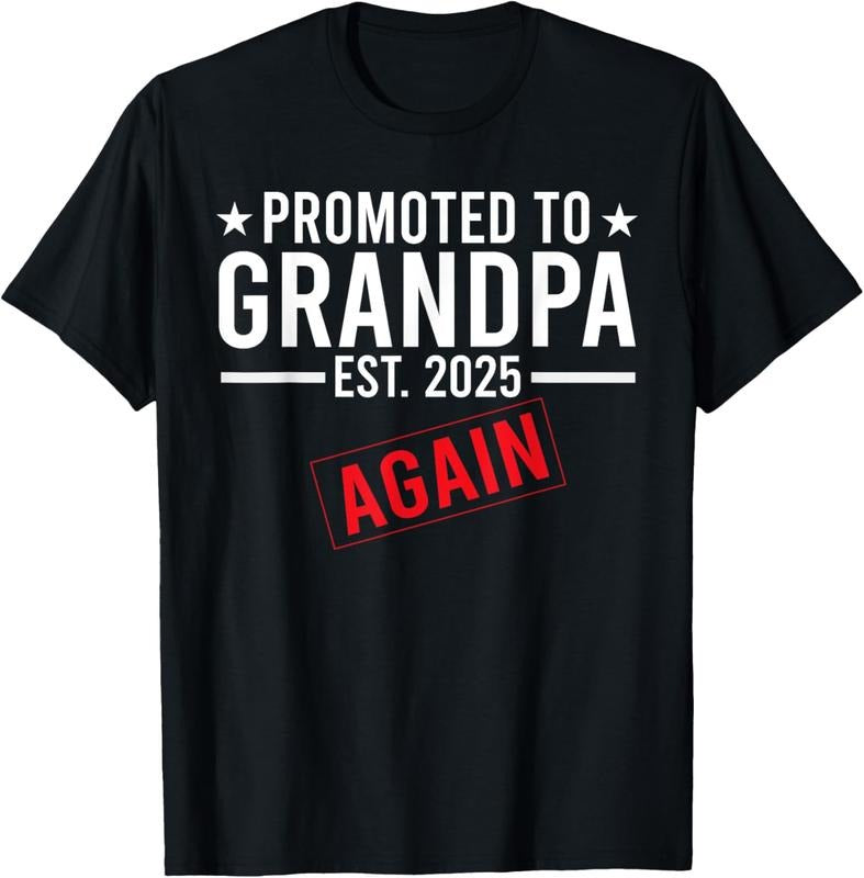 100% Cotton Promoted To Grandpa Again 2025  Announcement Sibling T-Shirt Hoodie Sweatshirt | PrintMintTees.com