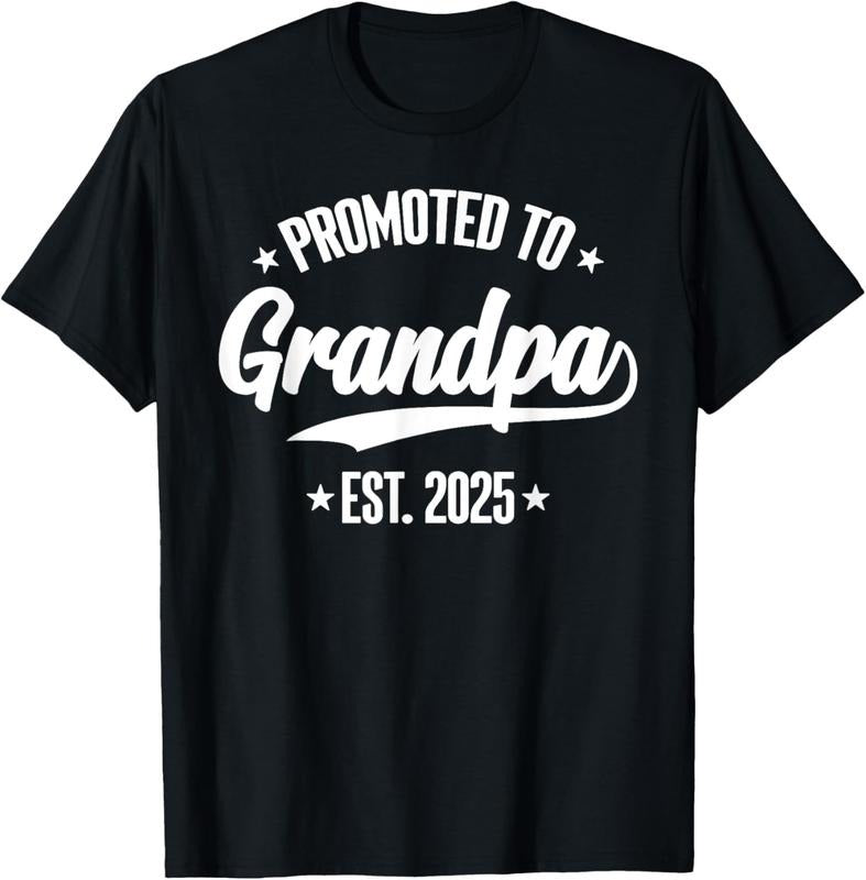 100% Cotton Promoted To Grandpa Est 2025 Grandfather To Be T-Shirt Hoodie Sweatshirt | PrintMintTees.com