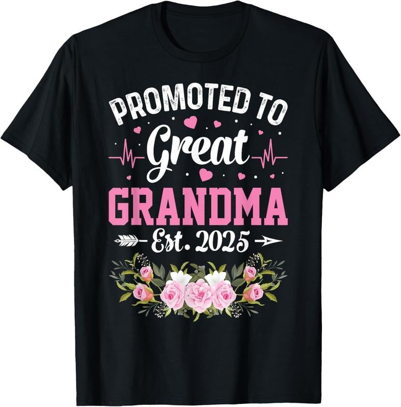 100% Cotton Promoted Great Grandma Est 2025 First Time New Grandma T-Shirts, Hoodie, Sweatshirt
