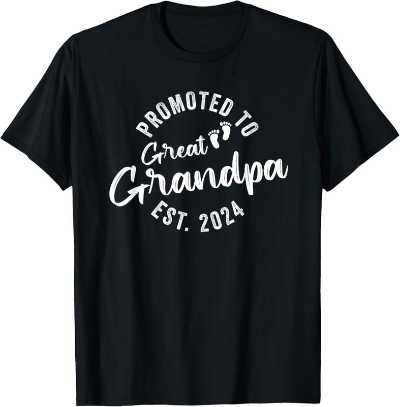100% Cotton Promoted To Great Grandpa 2024 T-Shirt Hoodie Sweatshirt | PrintMintTees.com