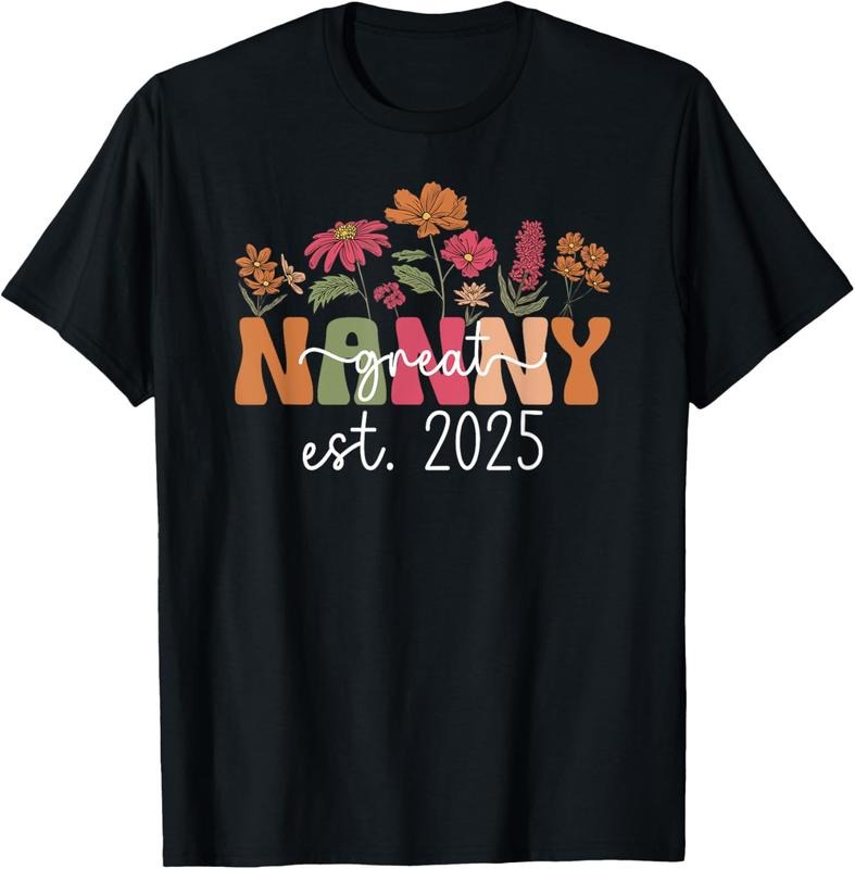100% Cotton Promoted To Great Nanny Est. 2025 Groovy Future Great Nanny T-Shirt Hoodie, Sweatshirt | PrintMintTees.com
