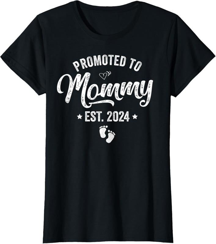 100% Cotton Promoted To Mommy Est 2024 Soon To Be Mom 2024 Mother's Day T-Shirt Hoodie Sweatshirt | PrintMintTees.com