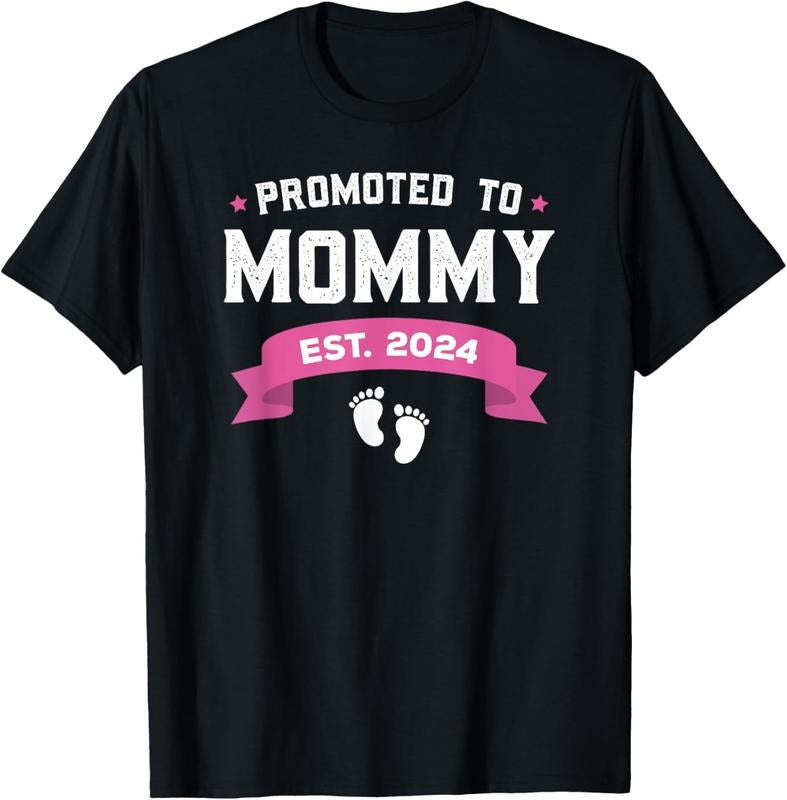 100% Cotton Promoted To Mommy Est. 2024 New Mom Gift First Mommy T-Shirt Hoodie, Sweatshirt | PrintMintTees.com