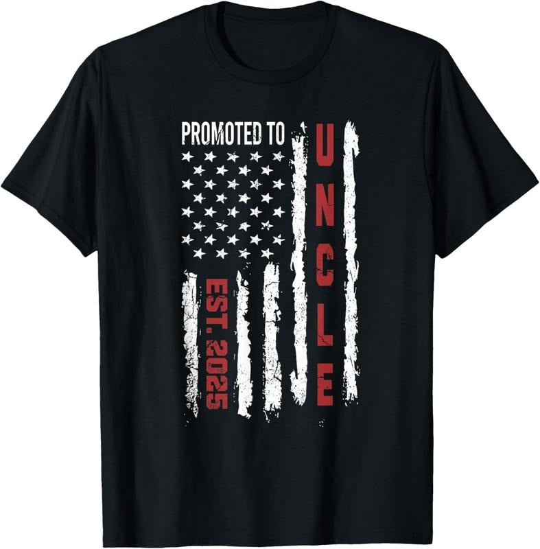 100% Cotton Promoted To Uncle 2025, First Time Uncle American Flag T-Shirt Hoodie, Sweatshirt | PrintMintTees.com