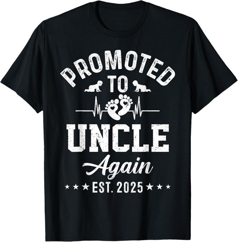 100% Cotton Promoted To Uncle Again Est 2025 Pregnancy Announcement T-Shirt Hoodie Sweatshirt | PrintMintTees.com