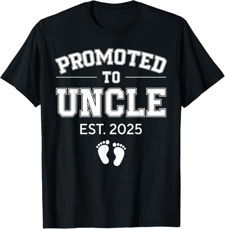 100% Cotton Promoted To Uncle Est 2025 Uncle To Be Gifts 1St Time Uncle T-Shirt Hoodie Sweatshirt | PrintMintTees.com