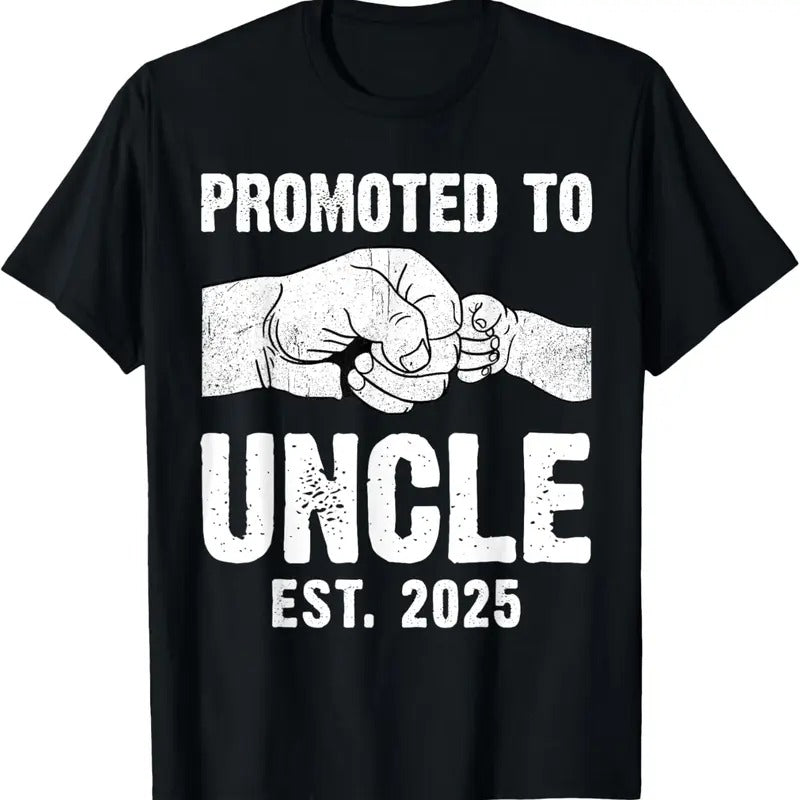 100% Cotton Promoted To Uncle Est. 2025 Pregnancy Announcement T-Shirt Hoodie Sweatshirt | PrintMintTees.com