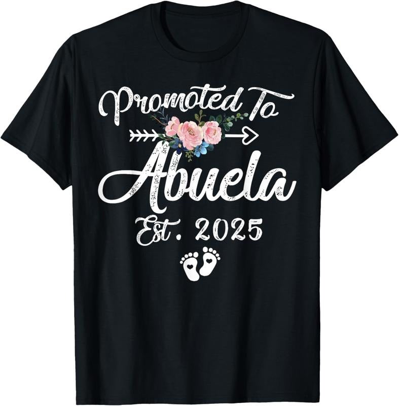 100% Cotton Promoted to Abuela 2025 Mothers Day First Time Mom Pregnancy T-Shirt Hoodie, Sweatshirt | PrintMintTees.com
