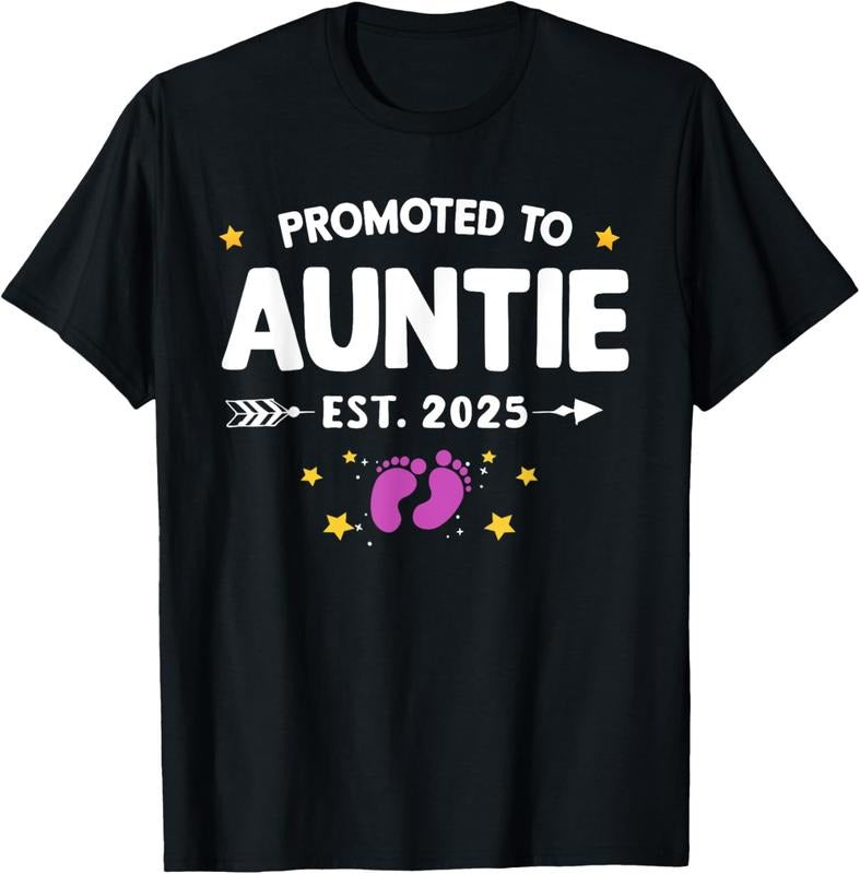 100% Cotton Promoted to Auntie 2025 Soon To Be Aunt 2025 T-Shirt Hoodie Sweatshirt | PrintMintTees.com