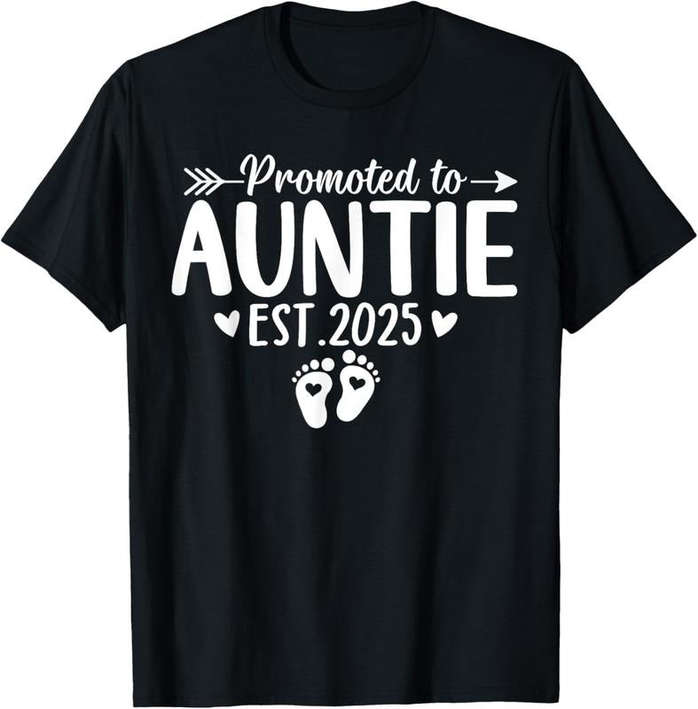 100% Cotton Promoted to Auntie Est 2025 Soon To Be New Aunt  Reveal T-Shirt Hoodie, Sweatshirt | PrintMintTees.com