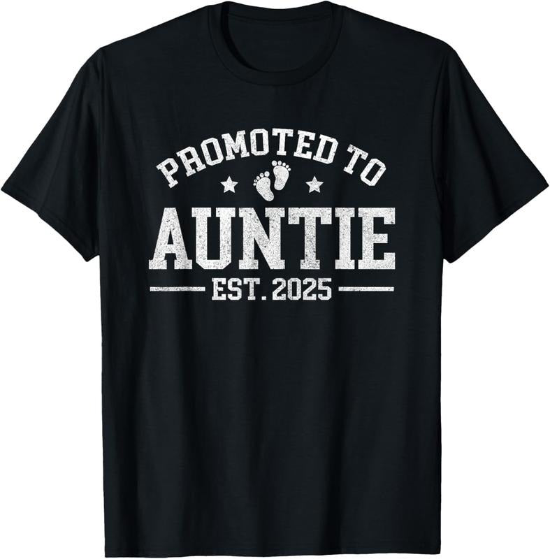 100% Cotton Promoted to Auntie est. 2025  Announcement for Aunt T-Shirt Hoodie Sweatshirt | PrintMintTees.com