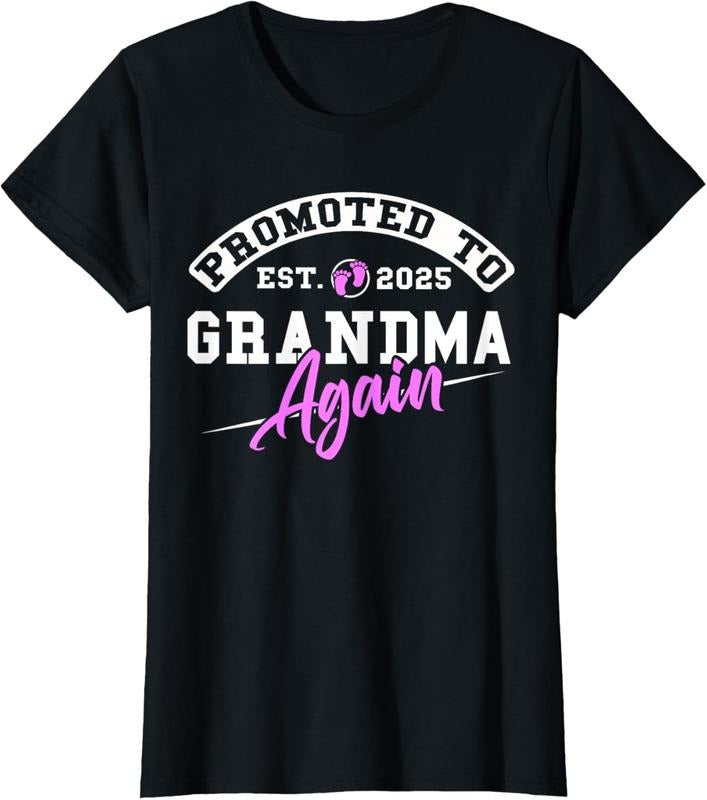 100% Cotton Promoted to Grandma Again New  Soon to Be Granny 2025 T-Shirt Hoodie Sweatshirt | PrintMintTees.com