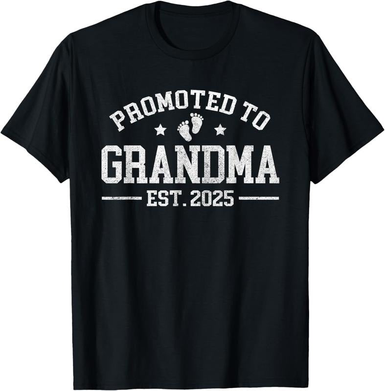 100% Cotton Promoted to Grandma est. 2025 Grandparents Baby Announcement T-Shirt Hoodie Sweatshirt | PrintMintTees.com