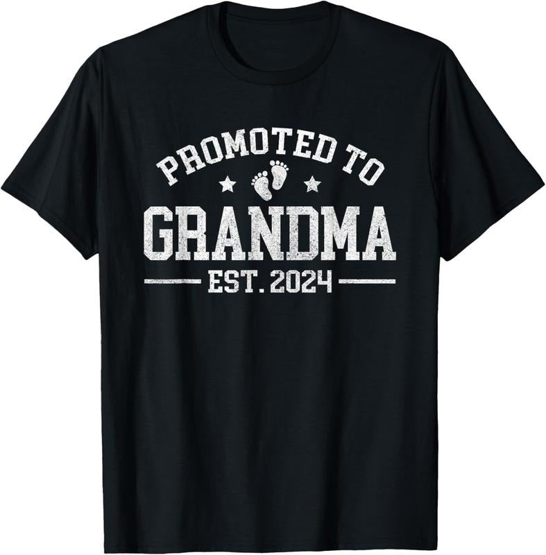 100% Cotton Promoted to Grandma est. 2024 Grandparents  Announcement T-Shirt Hoodie Sweatshirt | PrintMintTees.com