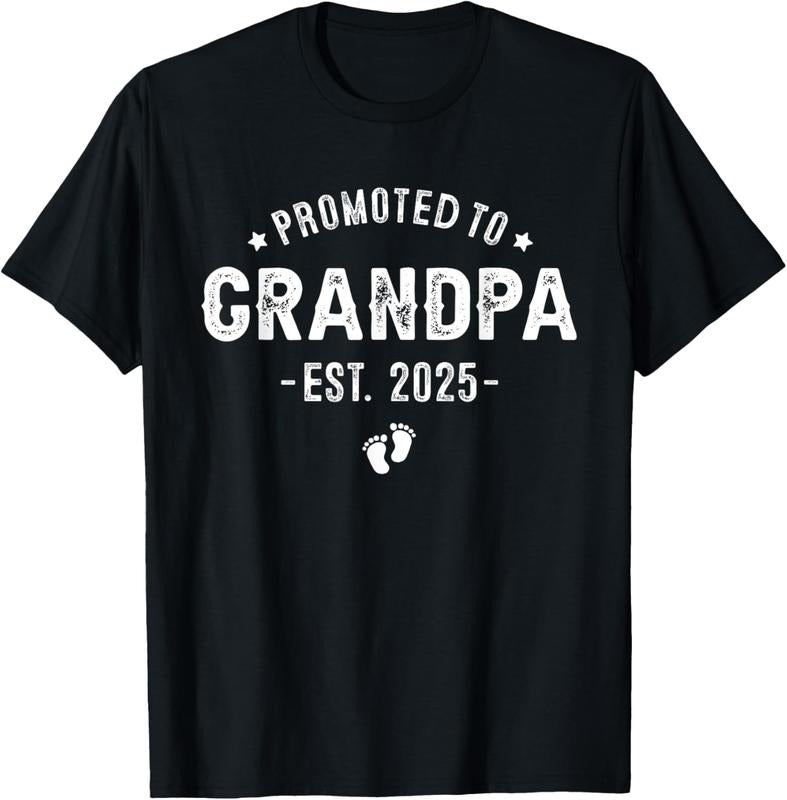 100% Cotton Promoted to Grandpa 2025 Soon To Be, First Time Grandfather T-Shirt Hoodie Sweatshirt | PrintMintTees.com