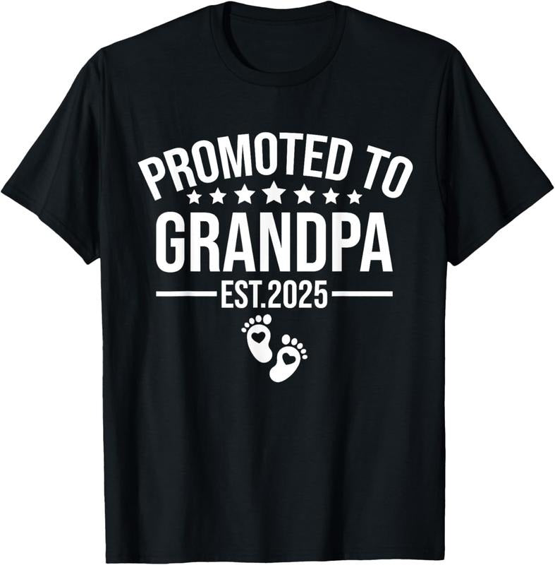 100% Cotton Promoted to Grandpa Est 2025 New Grandpa Established 2025 T-Shirt Hoodie Sweatshirt | PrintMintTees.com