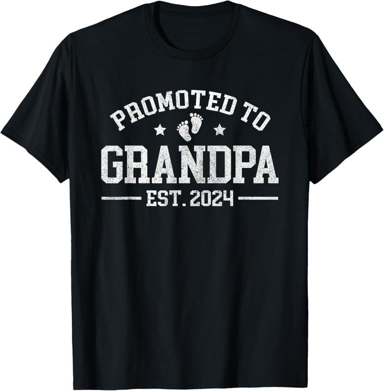 100% Cotton Promoted to Grandpa est. 2024 Grandparents  Announcement T-Shirt Hoodie Sweatshirt | PrintMintTees.com