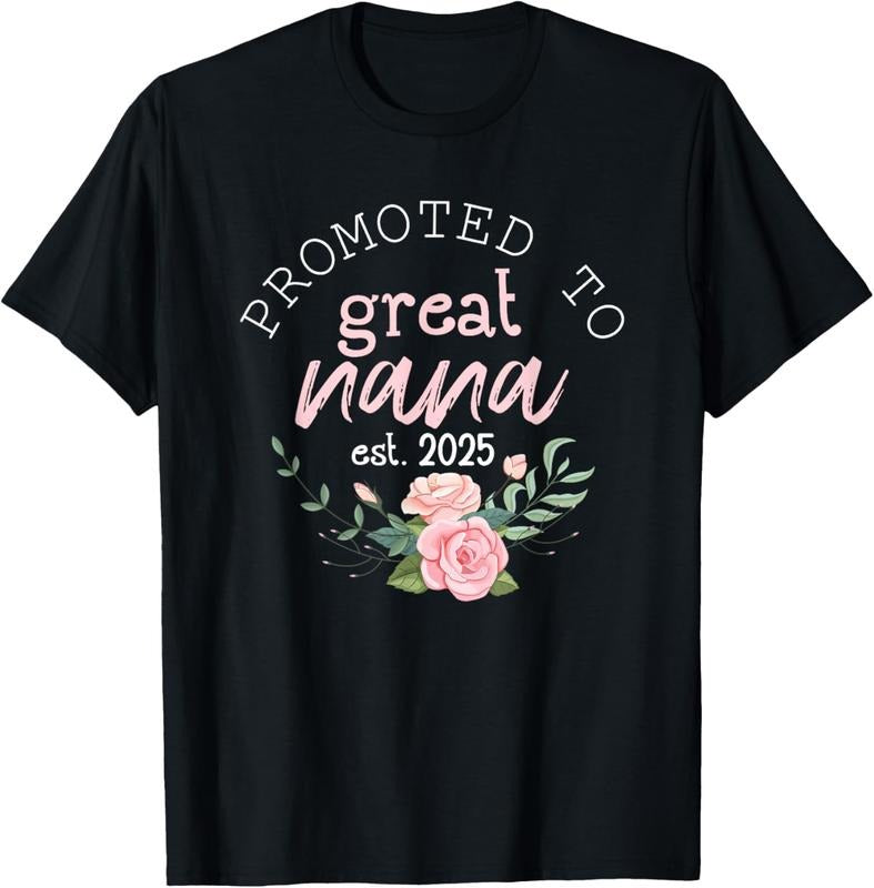 100% Cotton Promoted to Great Grandma 2025 Gifts First Time Grandma Nana T-Shirt Hoodie, Sweatshirt | PrintMintTees.com